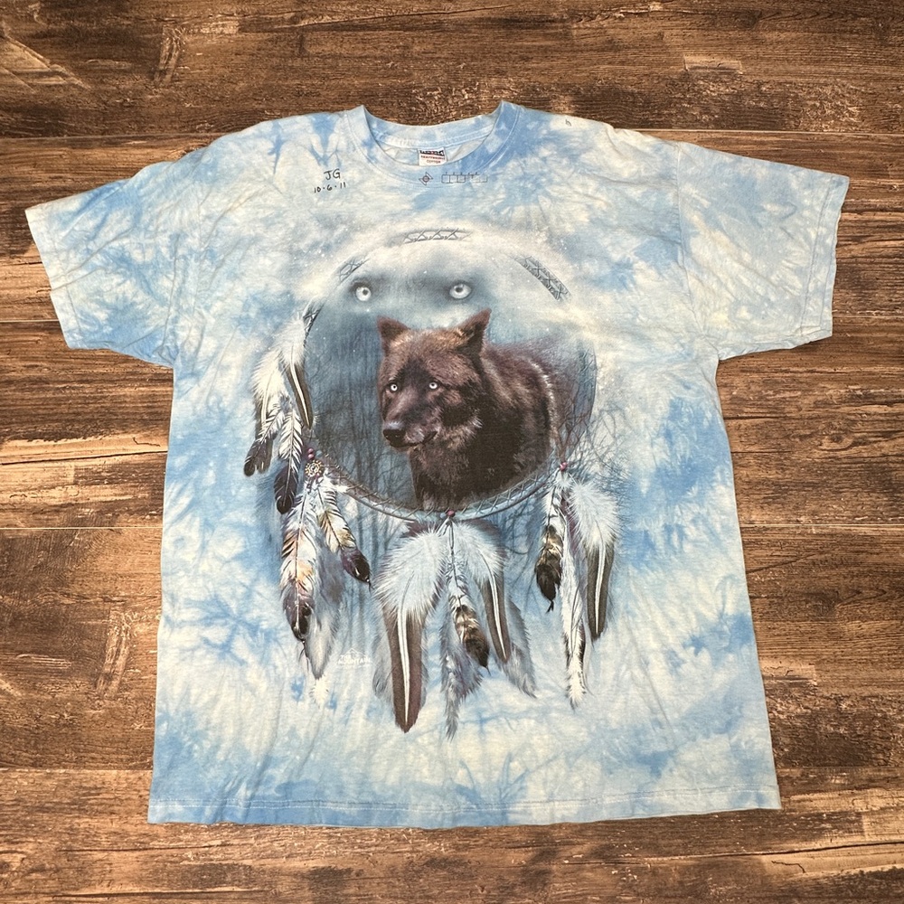The Mountain Wolf Dreamcatcher Tie Dye T Shirt XL Y2K Nature BoHo
